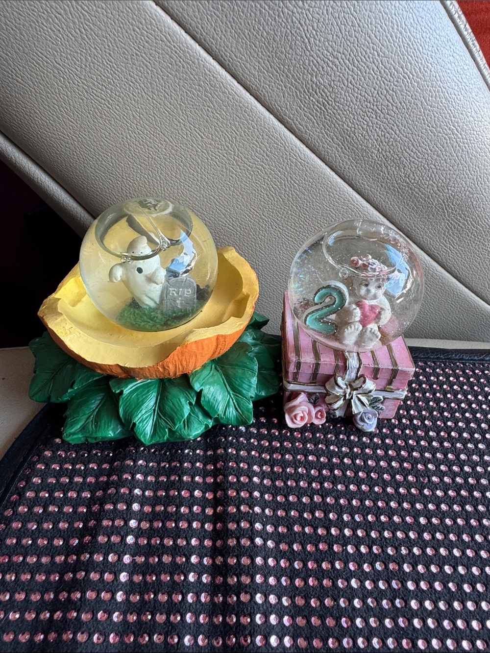 Set of 2 Mini Vintage Snow Globes